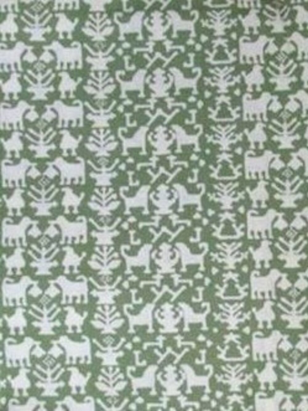 Olive Green on White Cotton Duck Fabric 32" wide x 1 1/2 yards long